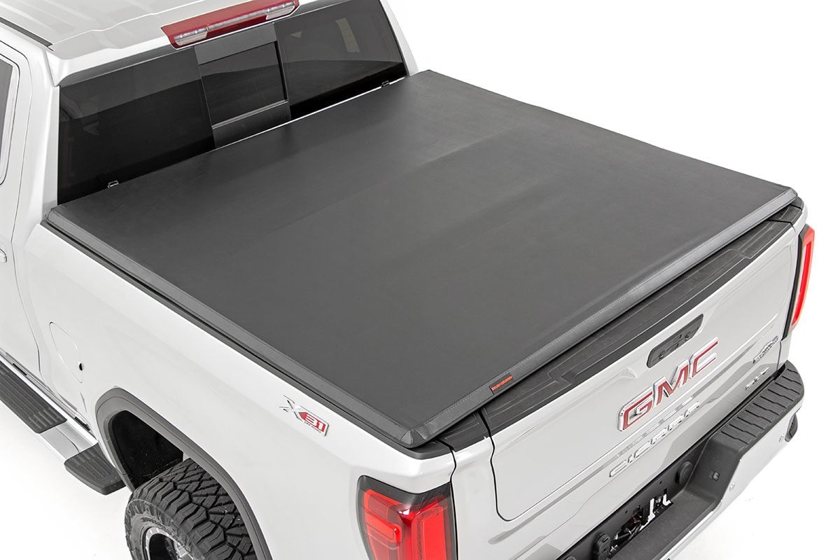 GMC Sierra 1500 Tri-Fold Bed Cover - Rear - Rough Country - Soft Tri-Fold - '19-'24